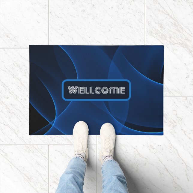 Wohlfühlen Abstrakter Blauer Text Fußmatte (Indoor)