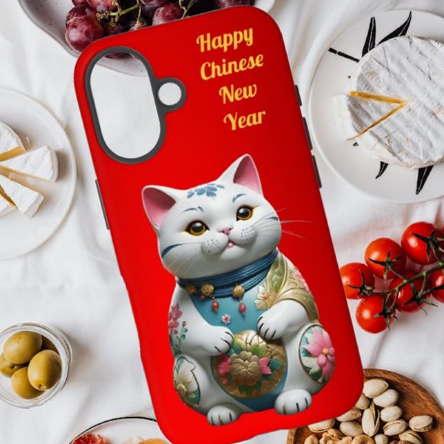 Wohlstand Glück Katze chinesisches Neujahr iPhone 16 Hülle (Von Creator hochgeladen)