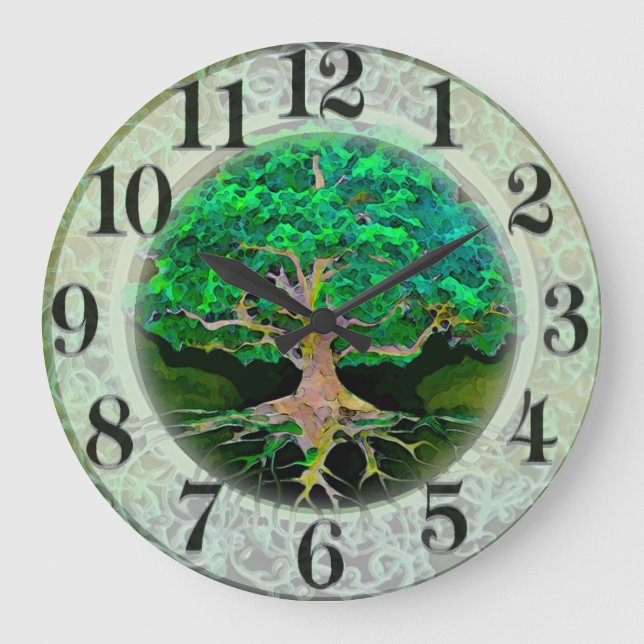 Wohlstand und Gesundheit des Lebens Große Wanduhr (Vorderseite)