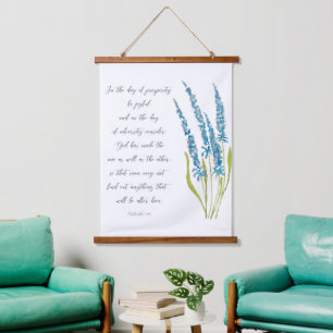 Wohlstand und Widrigkeit blau floral Wandteppich Mit Holzrahmen