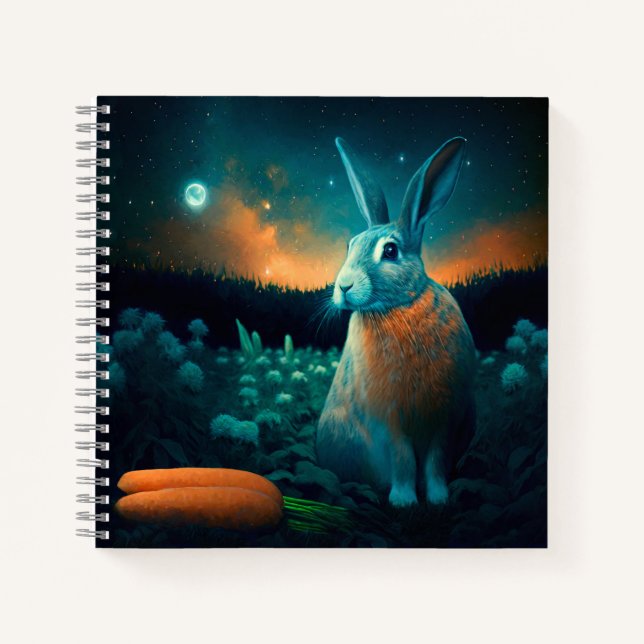 Wohlstandskrabbit im Mondlicht Notizbuch (Vorderseite)
