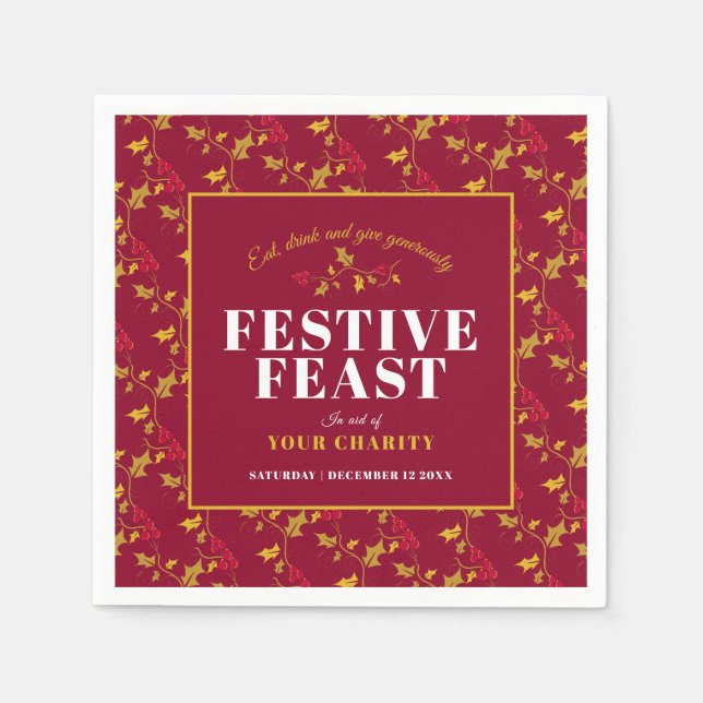 Wohltätigkeit Feierliches Festmahl Weihnachtsfest Serviette (Vorderseite)