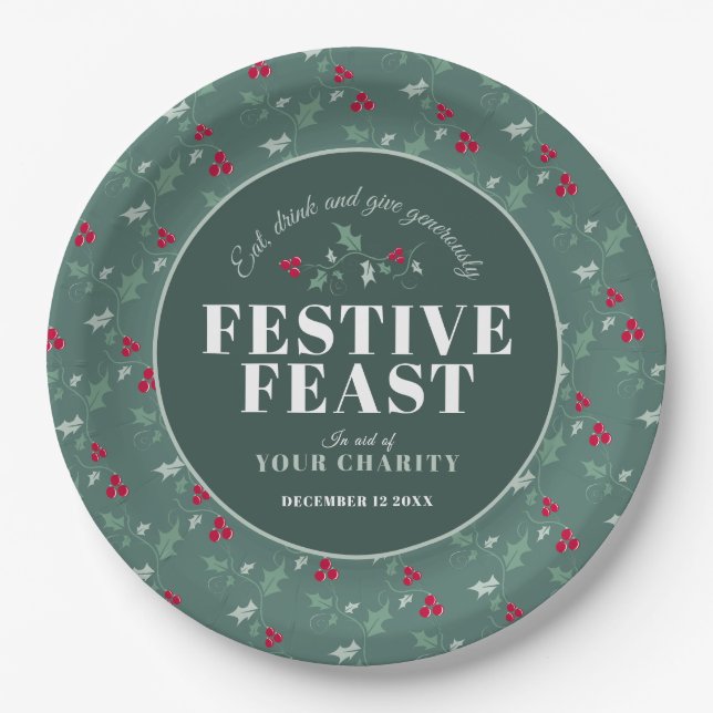 Wohltätigkeit Festliches Festmahl Weihnachtsfest Pappteller (Vorderseite)