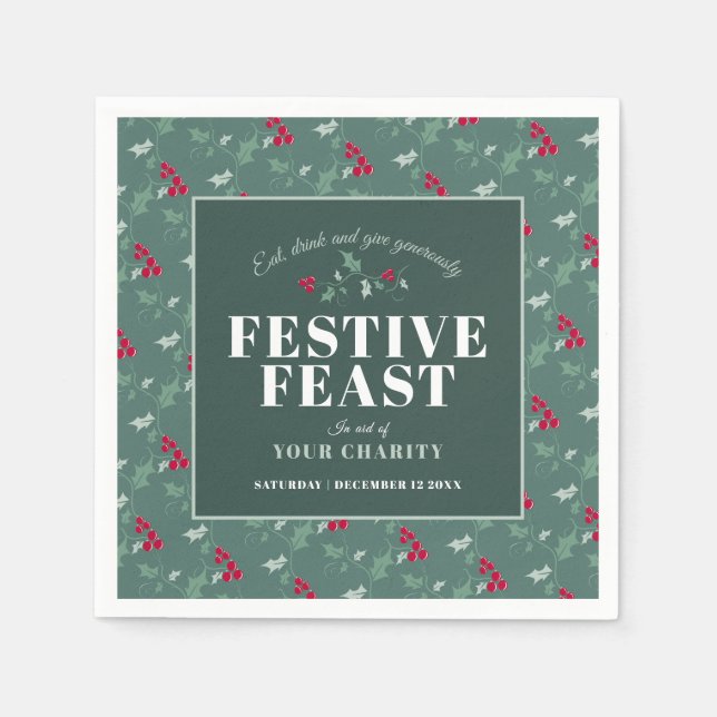 Wohltätigkeit Festliches Festmahl Weihnachtsfest Serviette (Vorderseite)
