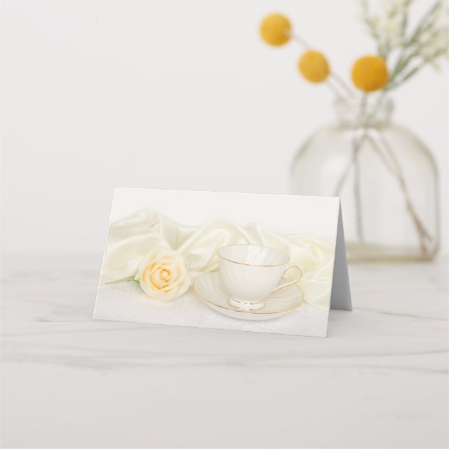 Wohltätigkeit für Tee-Cup und White Rose Platzkarte (Vorderseite)