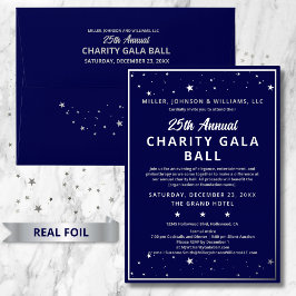 Wohltätigkeit Gala Ball Elegant Blau Silber Folieneinladung