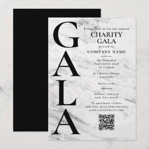 Wohltätigkeitsgala-Fundraising-Event QR-Code Marmo Einladung