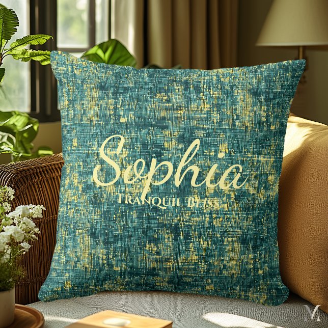 Wohngestaltung der grünen und gelben Denim Textur Kissen (Von Creator hochgeladen)