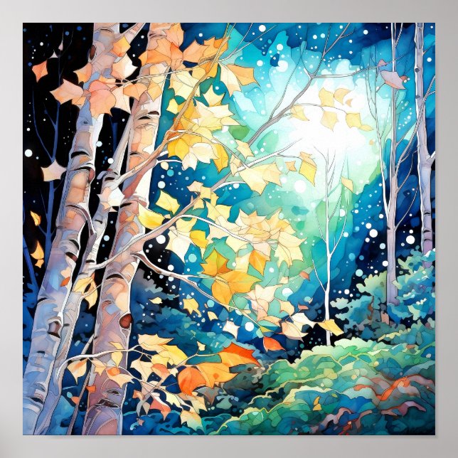 Wohngestaltung-Poster für Nachtwälder Poster (Vorne)