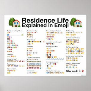 Wohnheimleben in Emoji-Poster erklärt Poster