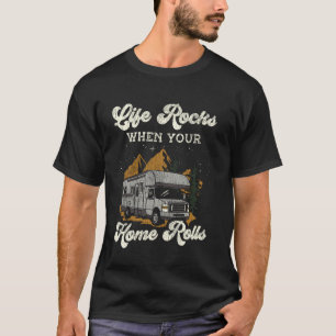 Wohnmobil Camping Retro Caravan Rv Anhänger Leben  T-Shirt