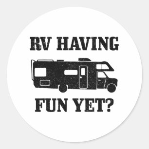 Wohnmobil mit lustigem und komischem Roadtrip Camp Runder Aufkleber