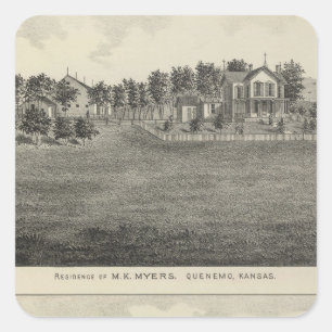 Wohnsitz-, Quenemo und Lyndon Region, Kansas Quadratischer Aufkleber