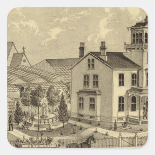 Wohnsitz und Gewächshaus von John liehen Sewickle Quadratischer Aufkleber