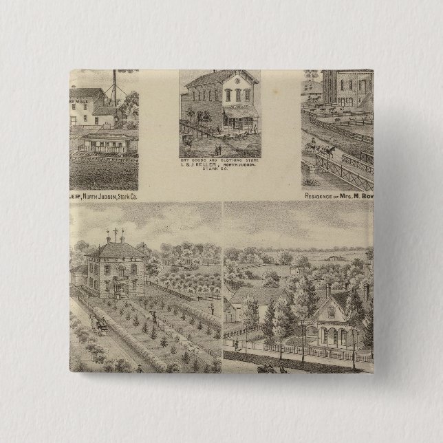 Wohnsitz und Mühle von L & J Keller Button (Vorderseite)