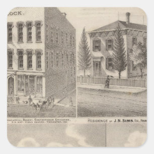 Wohnsitz und Mühle von Samuel Cade, Wabash TP Quadratischer Aufkleber
