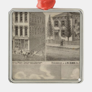 Wohnsitz und Mühle von Samuel Cade, Wabash TP Silbernes Ornament