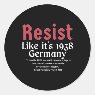 Wohnsitz wie es ist 1938 Deutschland 10 Runder Aufkleber