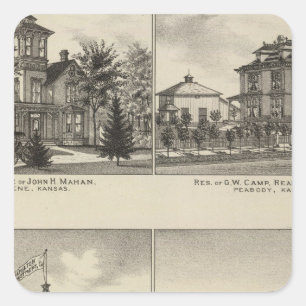Wohnsitze, Abilene, Kansas Quadratischer Aufkleber