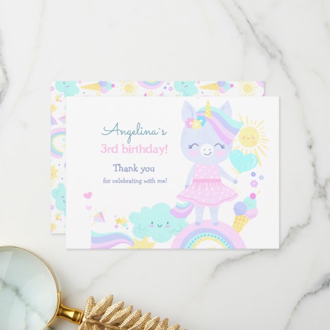 Wohnung Dankeschön Karte zum 3. Geburtstag. (Vorderseite/Rückseite Beispiel)