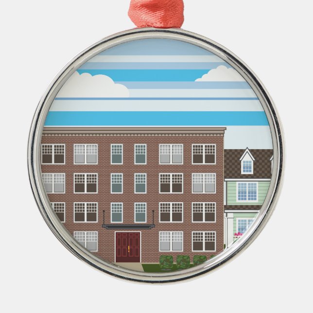 Wohnungs-Gebäude Silbernes Ornament (Vorne)