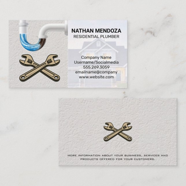 Wohnwagen | Blockierte Rohre | Wrenches Visitenkarte (Vorne/Hinten)