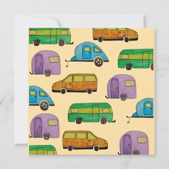 Wohnwagen Camping Einladung (Vorderseite)