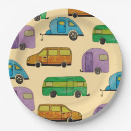 Wohnwagen Camping Pappteller