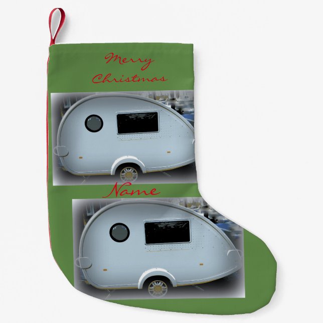 Wohnwagen mit Vintagem Teardrop Thunder_Cove Kleiner Weihnachtsstrumpf (Vorderseite)