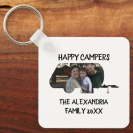 Wohnwagen mit Wohnwagen Foto Happy Camper Schlüsselanhänger