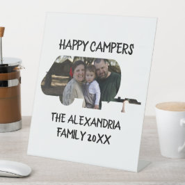 Wohnwagen mit Wohnwagen Foto Happy Camper Sockelschild