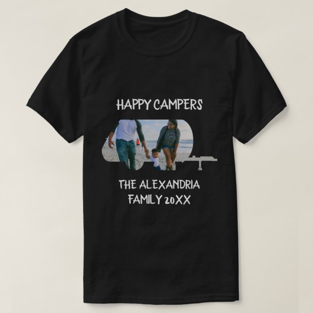 Wohnwagen mit Wohnwagen Foto Happy Camper T-Shirt (Design vorne)