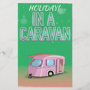 Wohnwagen-Urlaub Cartoon-Plakat Briefpapier