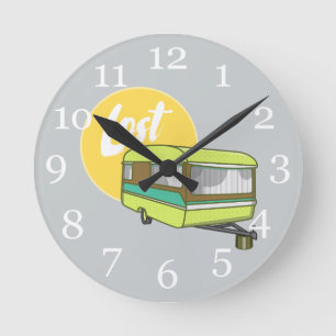 Wohnwagen Verlorener Sommerurlaub Runde Wanduhr