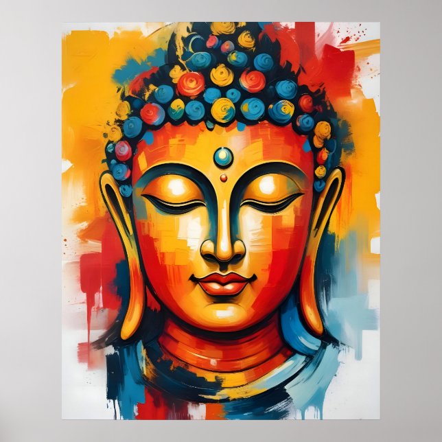 Wohnzimmer Abstrakte Buddha Mauer Kunst Poster (Vorne)