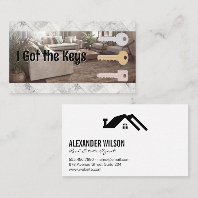 Wohnzimmer | Hausschlüssel | Realtor-Logo Visitenkarte (Vorne/Hinten)