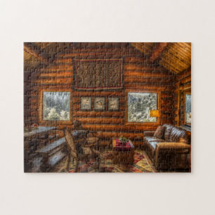 WOHNZIMMER IM LOG HOUSE JIGSAW PUZZLE
