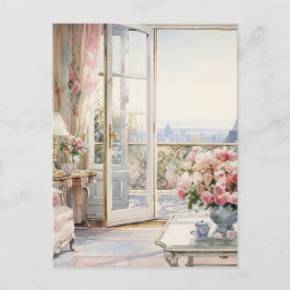 Wohnzimmer mit Aquarell Feiertagspostkarte