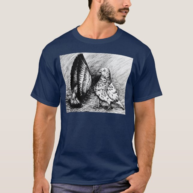 Wohnzimmer-Rollen-Tauben T-Shirt (Vorderseite)