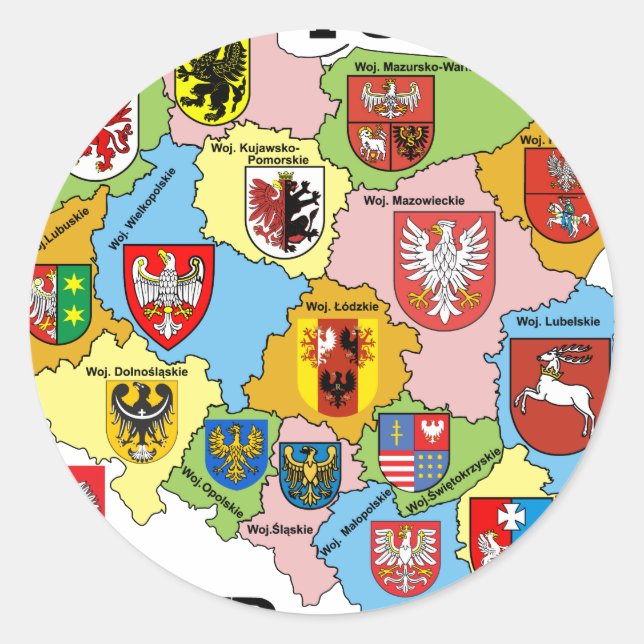 Wojewodztwa Polski_mapa Runder Aufkleber (Vorderseite)