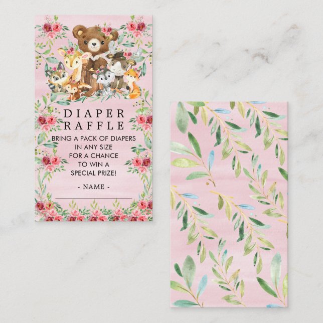 Wöldland Friends Girls Diaper Raffle Ticket Begleitkarte (Vorne/Hinten)
