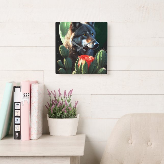 Wolf19: Quadratische Wanduhr (Lesesaal)