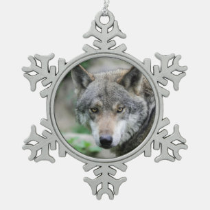Wolf_011 Schneeflocken Zinn-Ornament