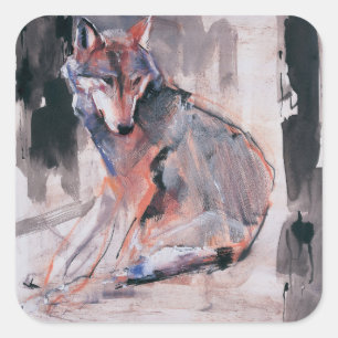 Wolf 2000 quadratischer aufkleber