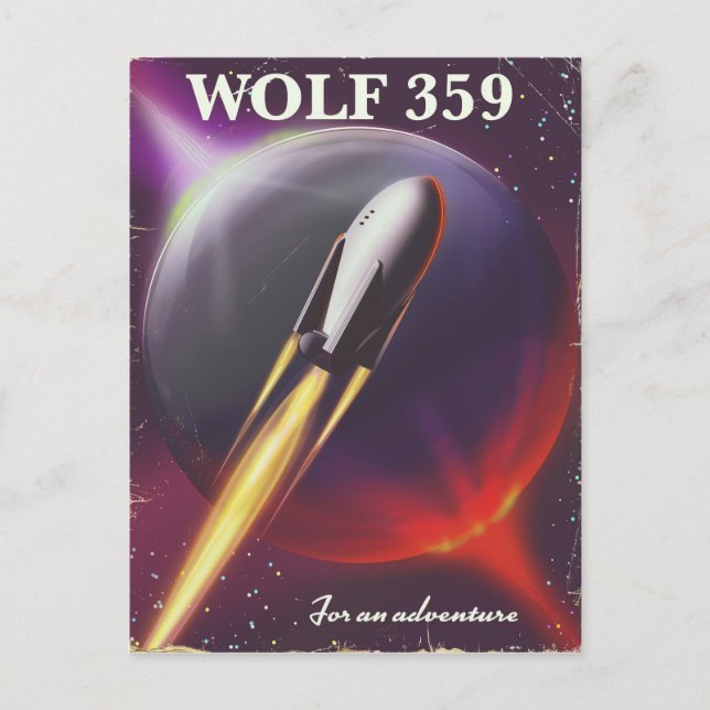 Wolf 359 "for a Adventure" Weltraumreisepaket Postkarte (Vorderseite)
