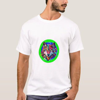Wolf, Abstrakter Technicolor Wolf Burst T-Shirt