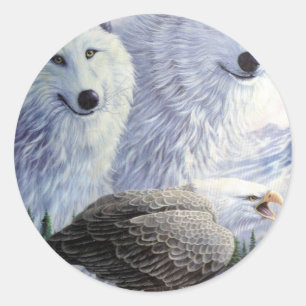 Wolf Adler Tiere Naturpark Büro Kunst Runder Aufkleber