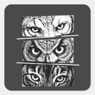 Wolf Adler Tiger Dreifaltigkeit Quadratischer Aufkleber