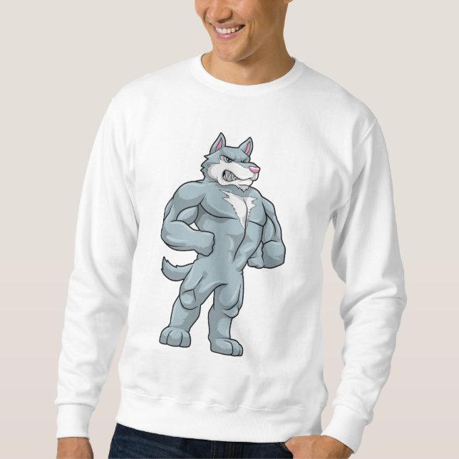Wolf als Bodybuilder Extrem Sweatshirt (Vorderseite)