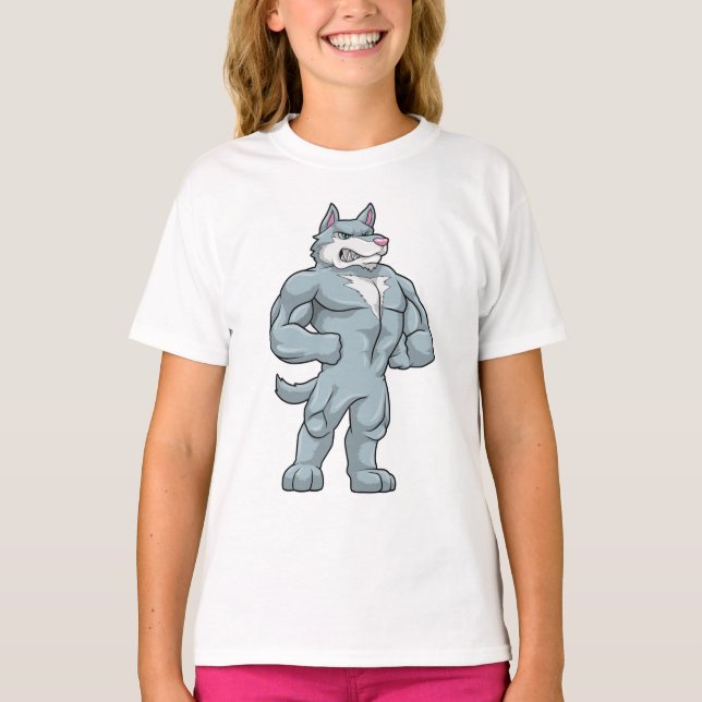 Wolf als Bodybuilder Extrem T-Shirt (Vorderseite)